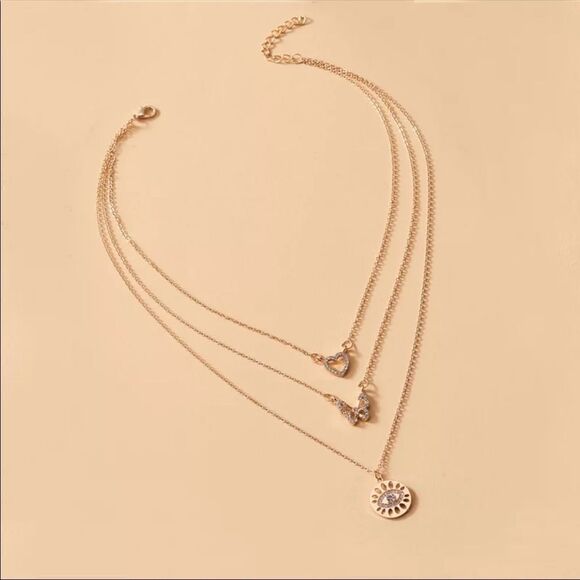 Necklace Multilayered Zinc Alloy heart butterfly - Picture 4 of 10